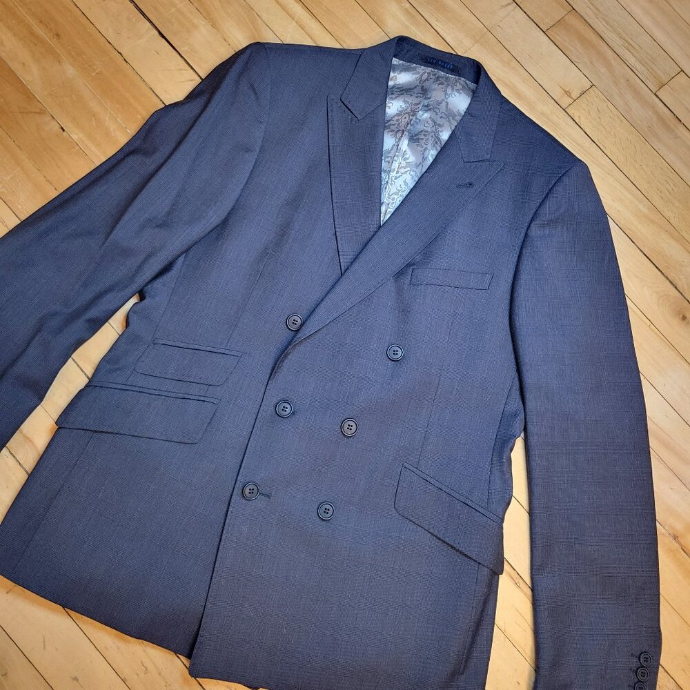 Ted Baker Endurance Navy Blue Double Breasted‎ Blazer Suit Jacket XL